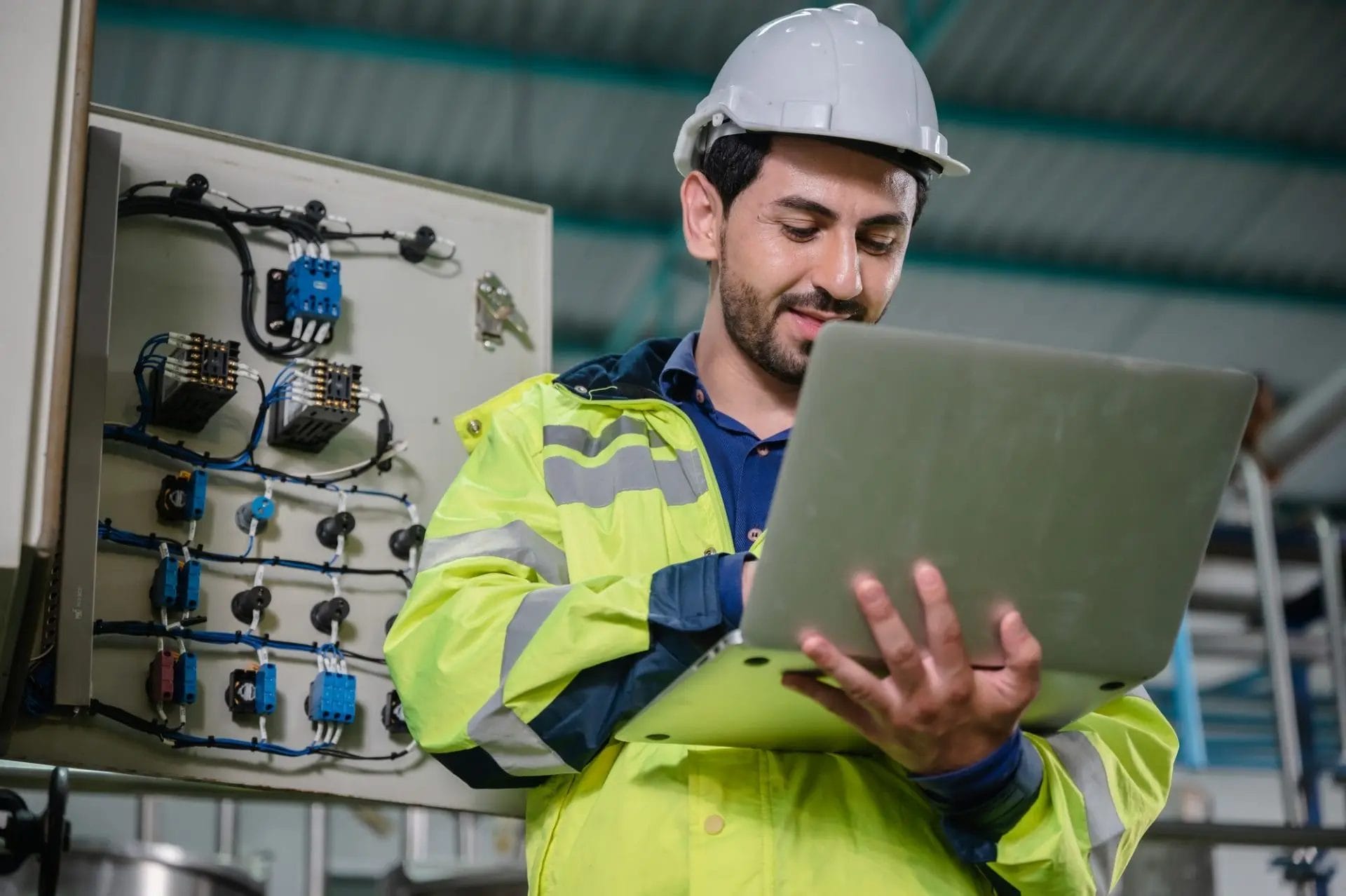 professional technician engineer working to control electrical power and safety service