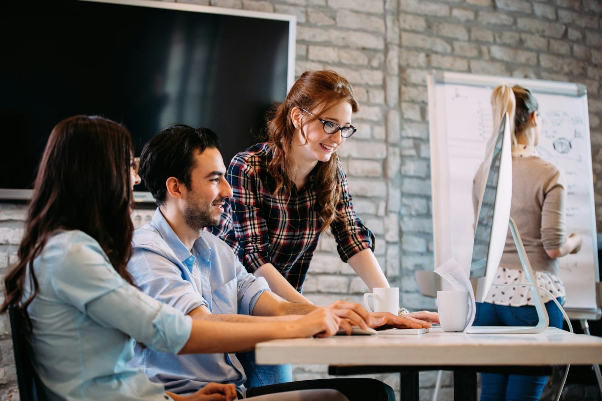 Software engineers working on project